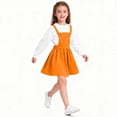 thumbnail image 5 of ASEIDFNSA Girls Suspender Skirt with Bib Front Button Straps Elastic Waist and A Line Fit (Gold,11-12 Years), 5 of 5