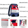 thumbnail image 4 of Sac à Dos pour Animaux de Compagnie pour Chat et Chiens, Sac de Voyage à l'Avant pour Chien, Transport pour Animaux, Petits et Moyens Chiens, Bouledogue, Chiot, Rayures Rouges et Bleues, 4 of 7