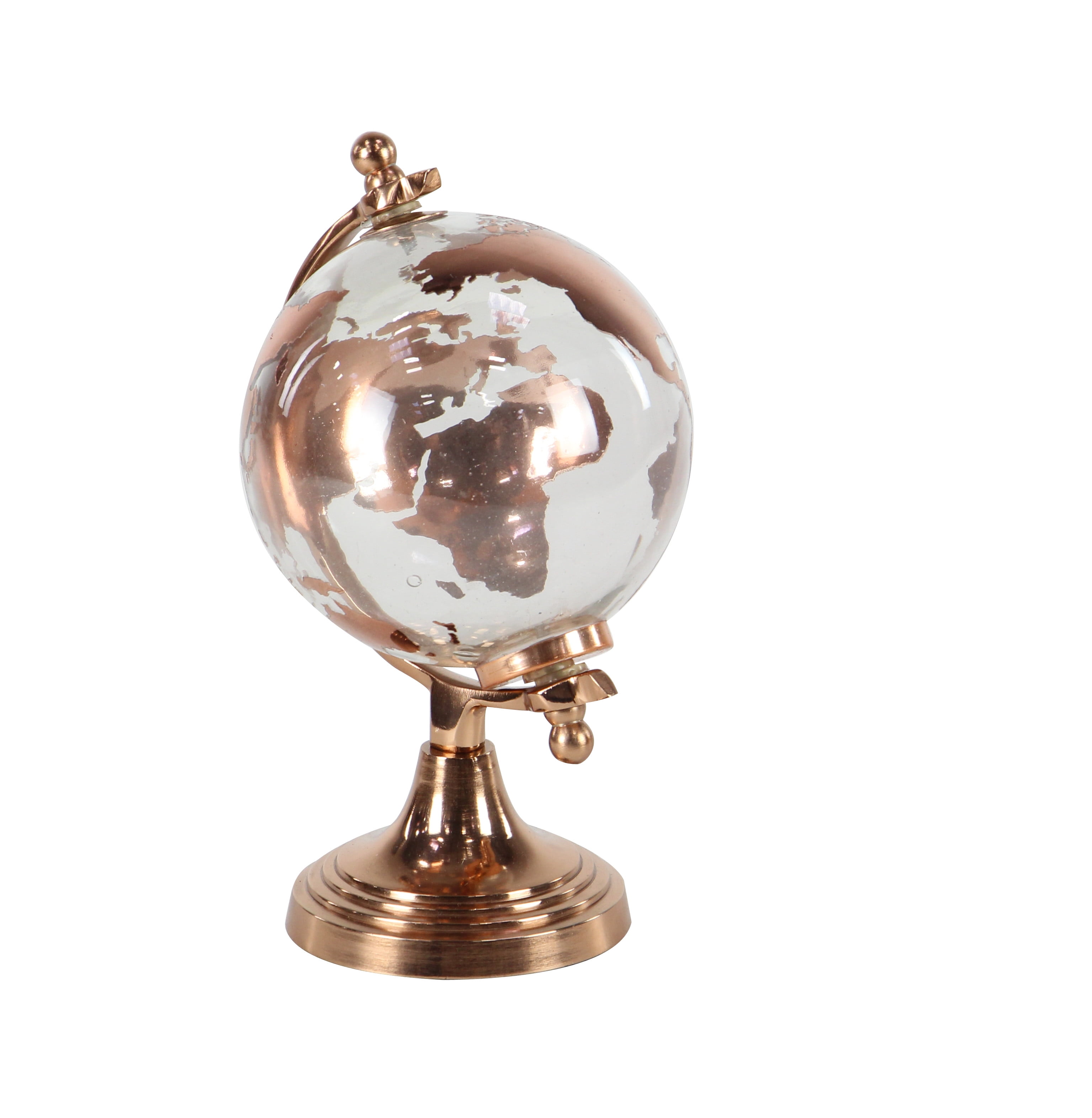 Decorative Small Glass Globe on Metal Stand Silver 24cm 