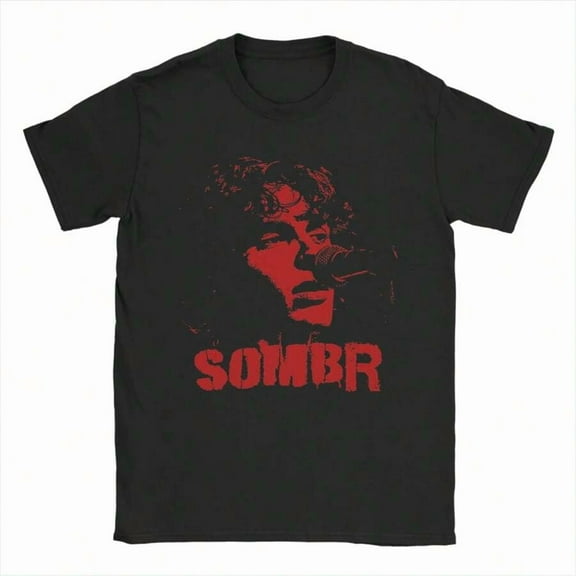 Men T-Shirt Red Sillhouette Musician Indie Singer Sombr Cool Cotton Tee Shirt Short Sleeve T Shirts Crew Neck Clothes Gift Idea