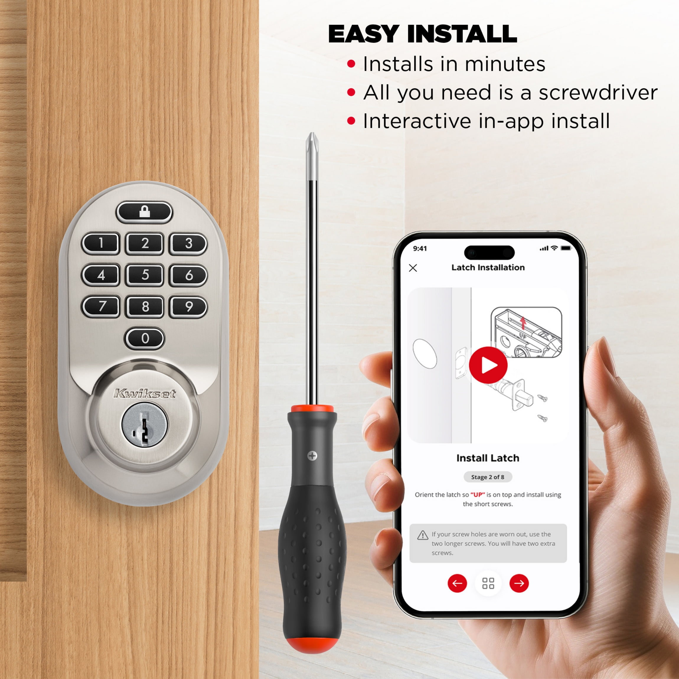 Kwikset Halo KeyPad Wi-Fi Smart Lock Deadbolt Hardware Lock with Smartkey Satin Nickel and Black