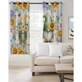 thumbnail image 2 of Sunflowers Kitchen Curtains Spring Flowers Gnomes Hydrangea Daisy Wood Cafe Short Curtains for Bathroom Blackout Window Curtain Grommet Small Window Treatment Drapes for Bedroom Living Room 52"x45"x2, 2 of 9