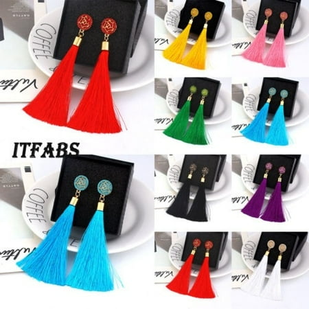 - Women Fashion Vintage Tassel Earrings Bohemian Dangle Alloy Resin Ear Pendant