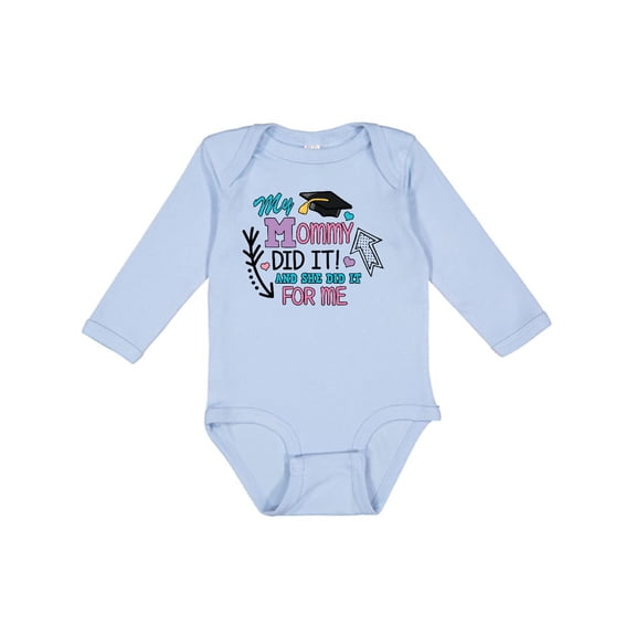 Inktastic My Mommy Did It and She Did It for Me with Graduation Cap Girls Long Sleeve Baby Bodysuit