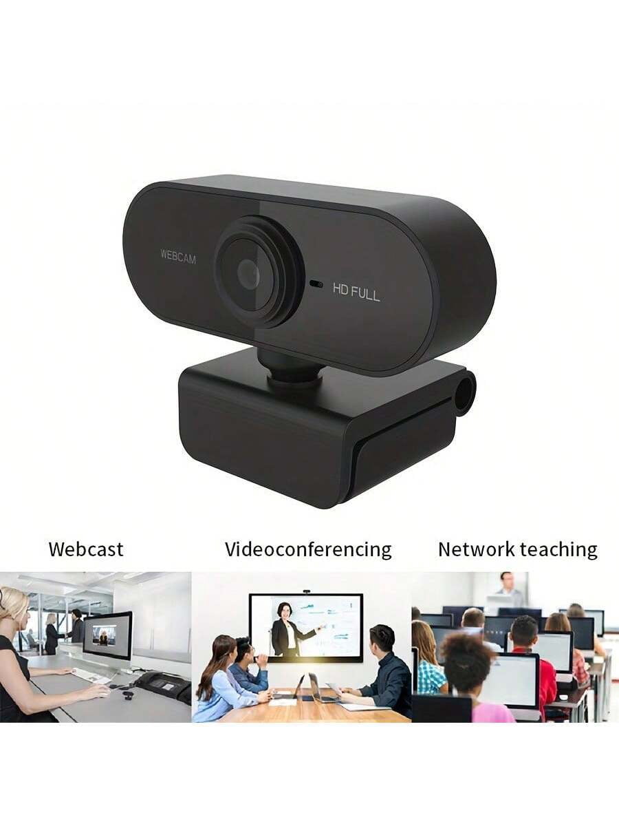 Full HD Webcam with Microphone - Plug & Play Wide Angle Conference Camera for Video Calls, Online Classes, Meetings