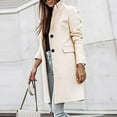 thumbnail image 4 of Long Suit Jackets for Women Dressy Blazers Wool Blend Trench Coat Notched Collar Single Breasted Parkas, 4 of 8