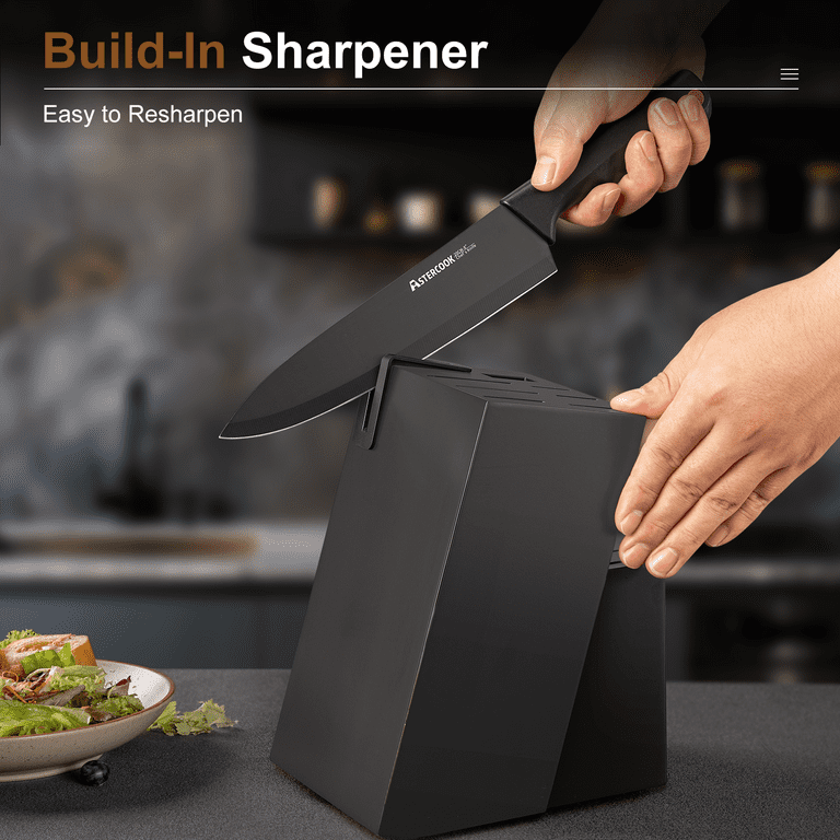 Astercook Kitchen Knife Set, 14 Pcs Knives Block Set with Built-in 