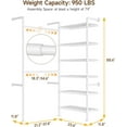 thumbnail image 2 of Onbrill L2 Wall Mounted Clothes Rack, Industrial Pipe Closet Organizers System with 2 Telescopic Rod & 6 Shelves, 2 of 16