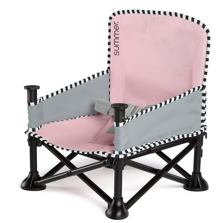 Summer Infant Pop n Sit SE Booster Chair Sweet Life Edition Booster Seat for Indoor Outdoor Use Fast Easy and Compact Fold Bubble Gum Color