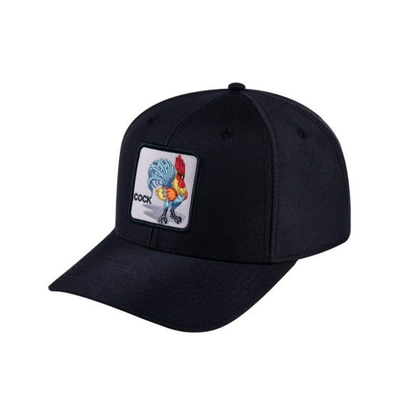 Unisex V2 Embroidered The Chicken, 6-Panel Baseball Cap, Black/Black, Adjustable Fit