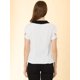 thumbnail image 3 of INSPIRE CHIC Blusa De Manga Corta Para Mujer Con Cuello Peter Pan En Contraste Blanco XS, 3 of 6