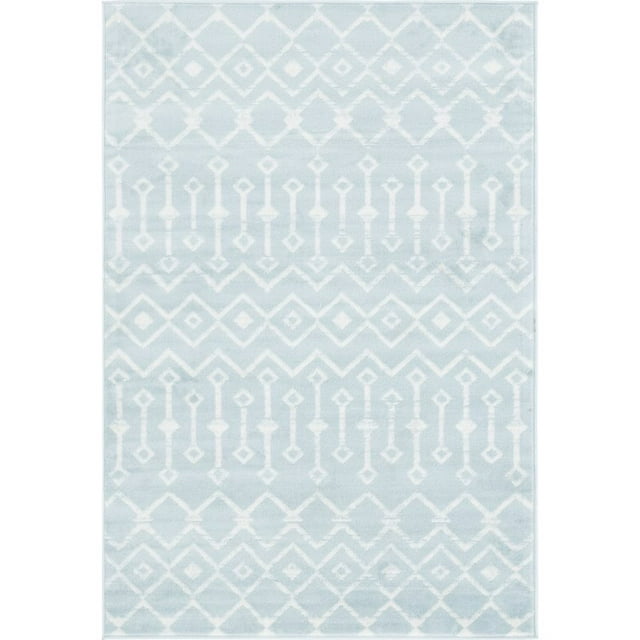 Unique Loom Moroccan Trellis Tribal Rug 6' x 6' Square Light Blue/Ivory