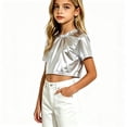 thumbnail image 3 of SROBPTY Teens Boys Girls T Shirt Solid Short Sleeve Crew Neck Shiny Performance Top for 2-15 Years, 3 of 5