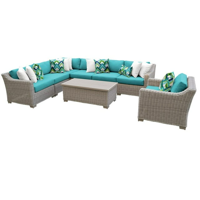 Ensemble de Meubles de Patio en Osier d'Extérieur 8 Pcs en Aruba