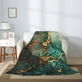 thumbnail image 2 of Fuzoiu Emerald Color Gold Marble Print Flannel Throw Blanket,Light Weight Warm Decorative,Throw Blanket Cover for Sofa, Couch, Bedroom,Travel-80"x60", 2 of 6