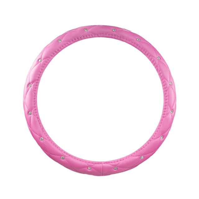 Steering Wheel Cover For Women With Rhinestones And Artificial Leather Universal Fit 14.5 in To 15 in Diameter