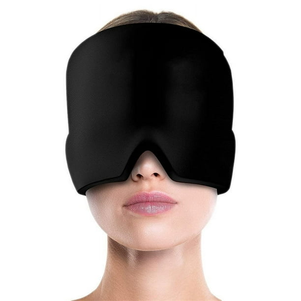 Gorro para aliviar la migraña, alivio de la sinusitis, doble gel, alivio del dolor de cabeza, sensación de frío duradera, envoltura de 360°, negro