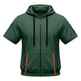 thumbnail image 3 of Puliio Men's Short Sleeve Full Zip Multi Pocket Hooded Lightweight Hooded Outdoor Dailywear Sweat Top, 3 of 3