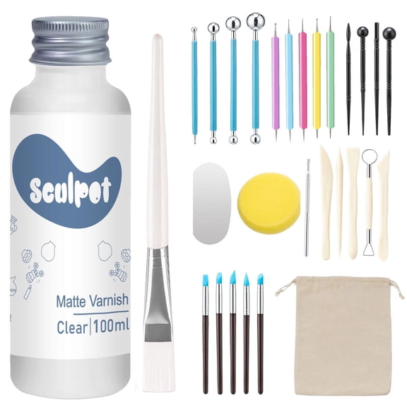 Air Dry Clay Varnish with Sculpting Tools Kit, Waterproof, Pottery Tool kit to Sculpting, Modeling, Shaping