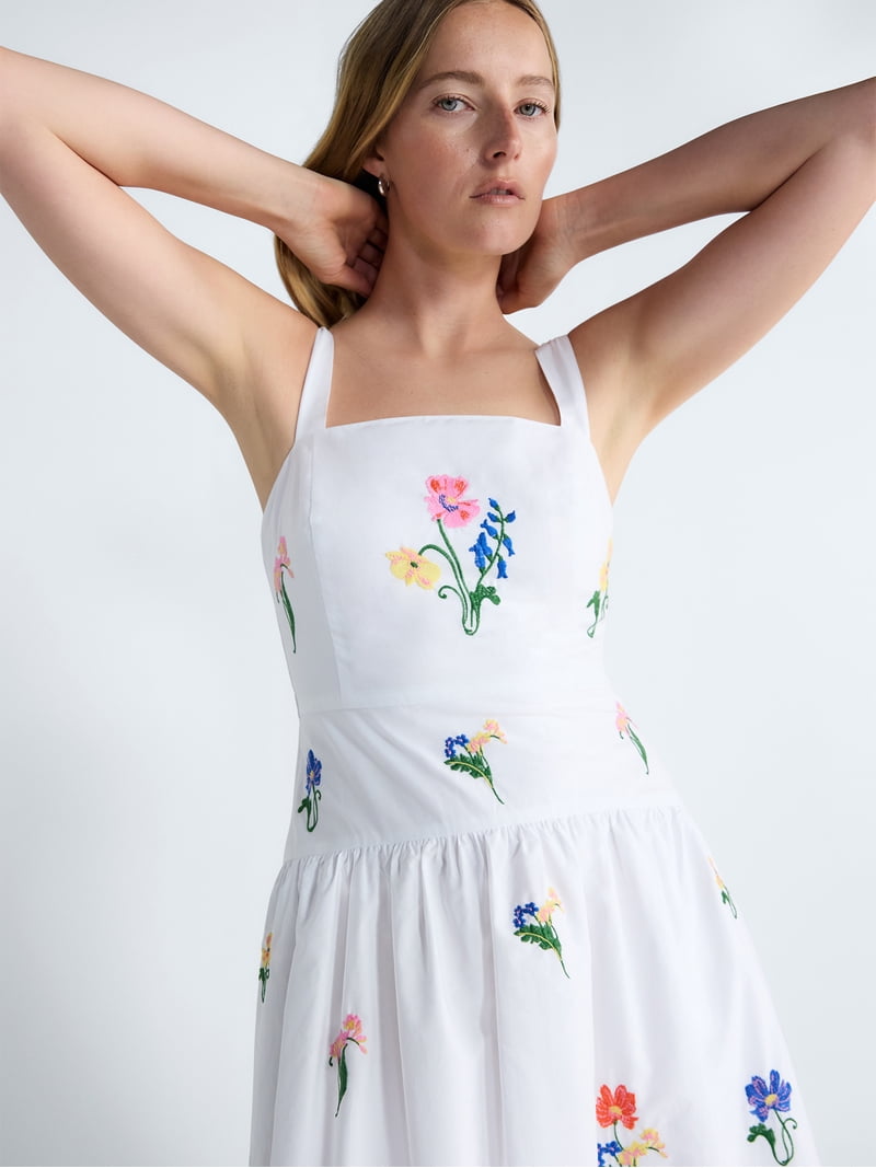 embroidered cotton maxi dress Women's White Cotton Embroidered Eyelet Maxi Dress main image 0