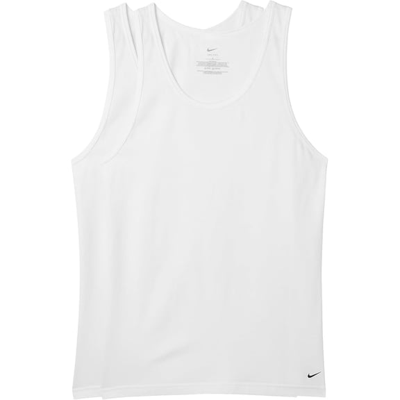 Nike WHITE Men's 2 pack All Day Cotton Stretch Tank, US X-Large