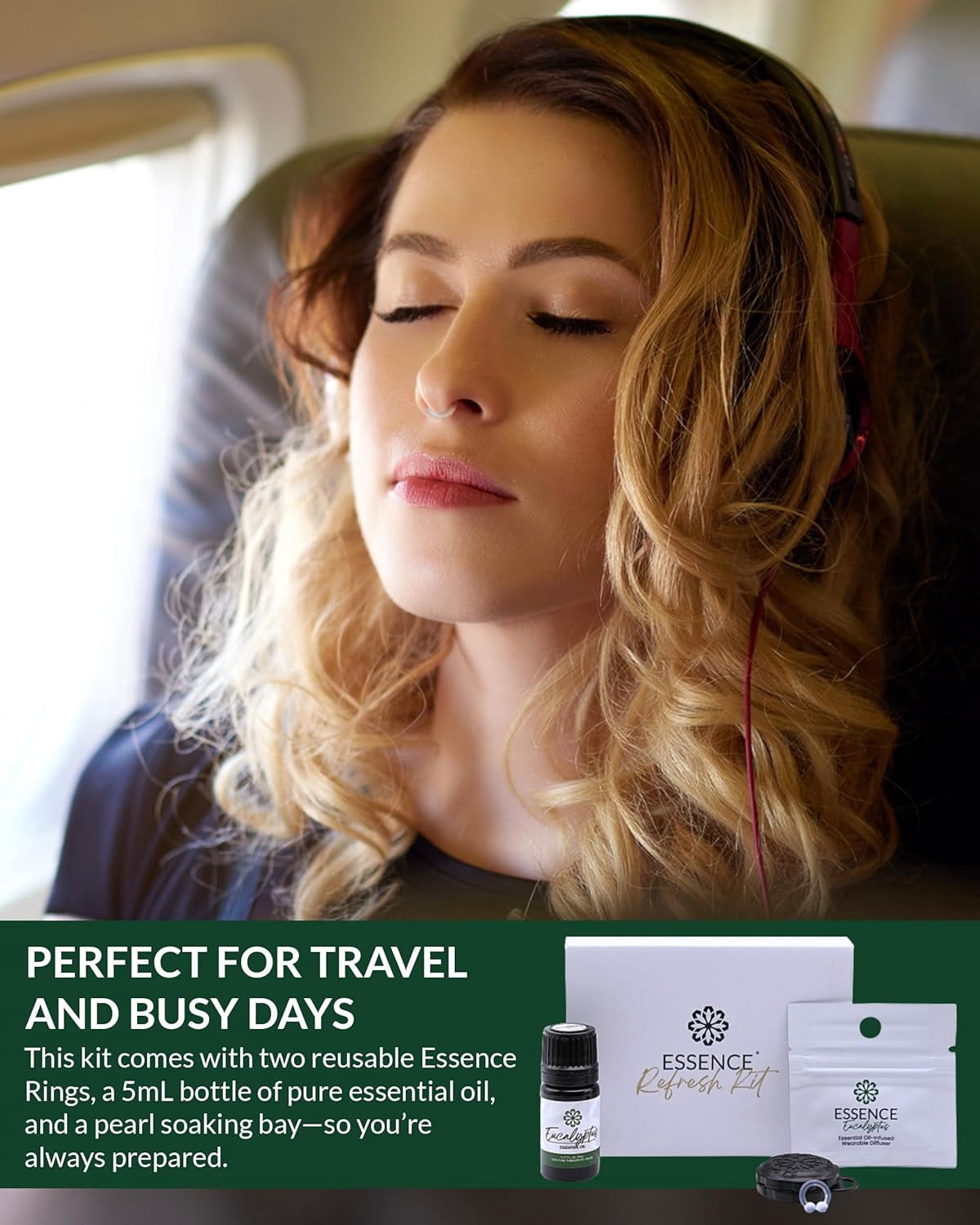 Essence Refresh Kit – Eucalyptus Essential Oil – Black Personal Aromatherapy Pod