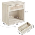 thumbnail image 2 of LELELINKY Rattan Nightstand with Charging Station, 23" Wide Boho Bedside Table with Drawer and Shelf for Bedroom, Living Room, Grey, 2 of 8