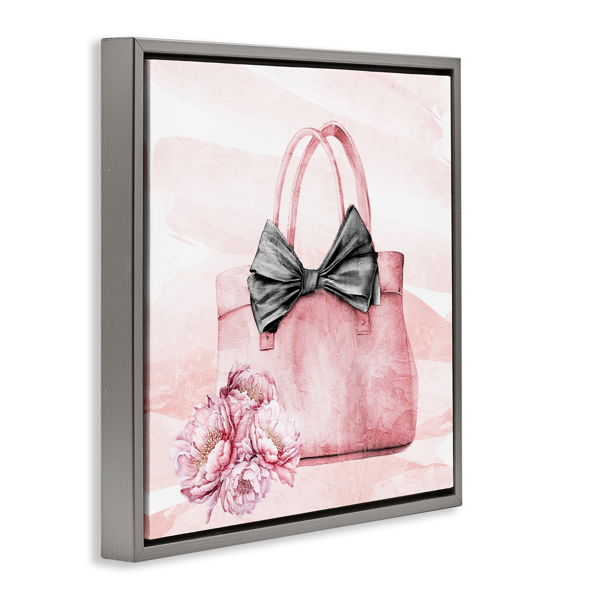Stupell Industries Blush Glam Time Bag Gray Framed Floater Canvas Wall Art, design by Kim Allen