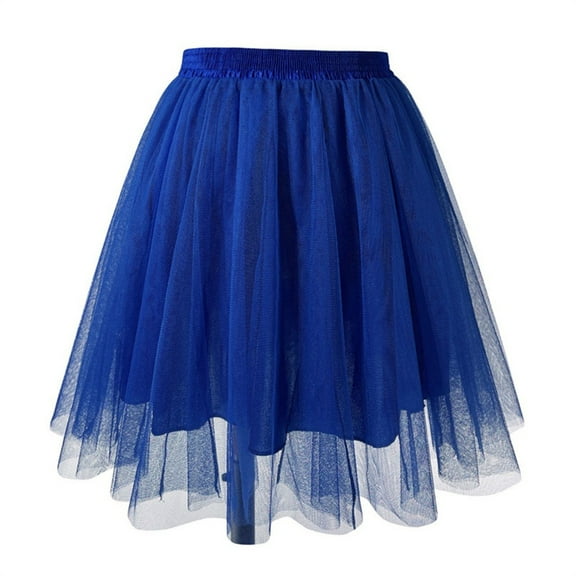 ZSQDM Clear! Womens Pleated Knee Length Skirt Adult Tutu Dancing Skirt Blue XXXL