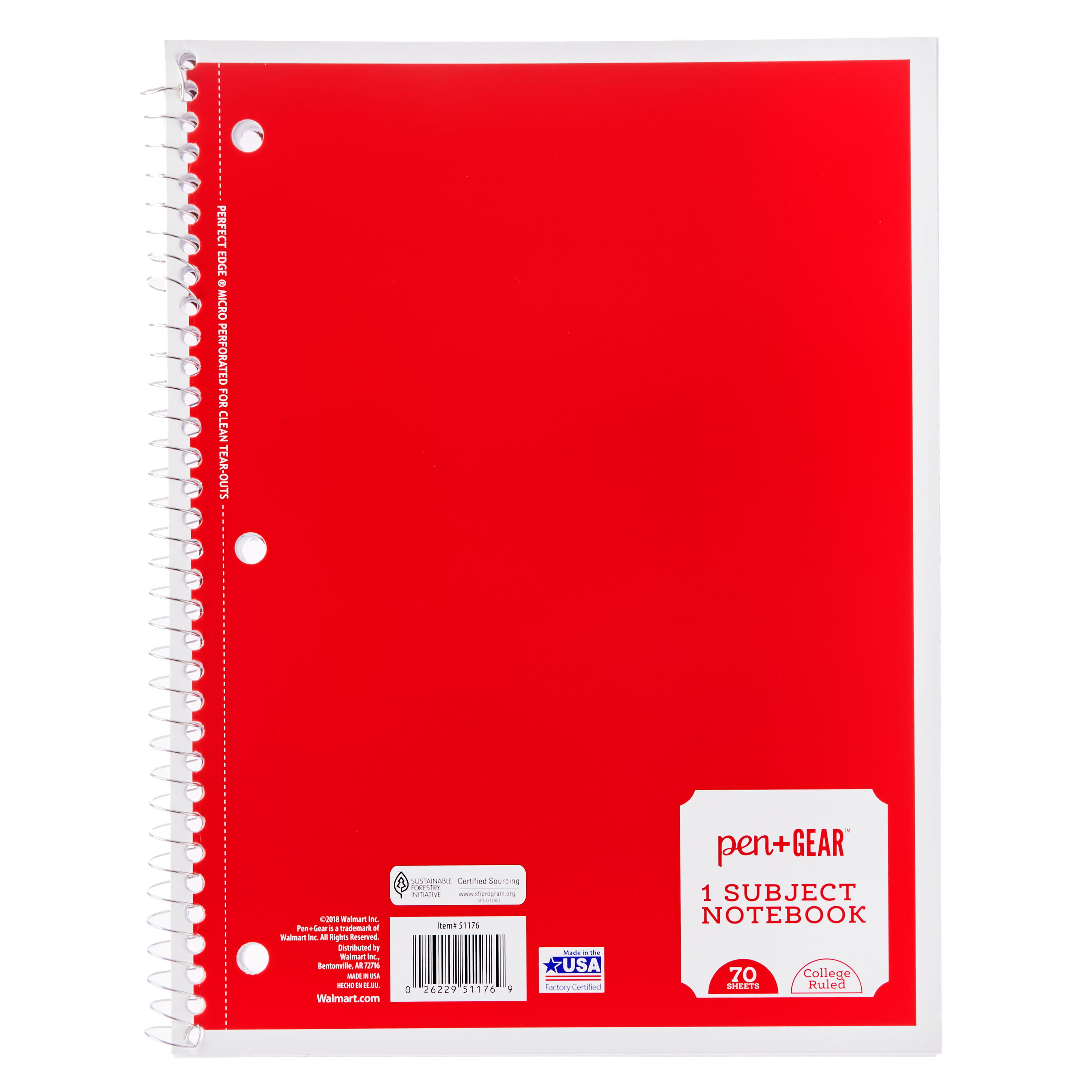 Mead Spiral Notebook612 Pack of 1-Subject College Ruled Spiral Bound Notebooks