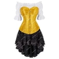 thumbnail image 3 of Falda bustier con corsé Steampunk y blusa, corsés burlescos sexys, corpiño vasco, vestidos elegantes con corpiño, trajes, disfraz de cosplay, 3 of 5
