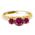 thumbnail image 2 of Mauli Jewels Rings for Women 2 Carat Diamond And Round Shaped Created Ruby Ring 4-prong 10K Yellow Gold, 2 of 7