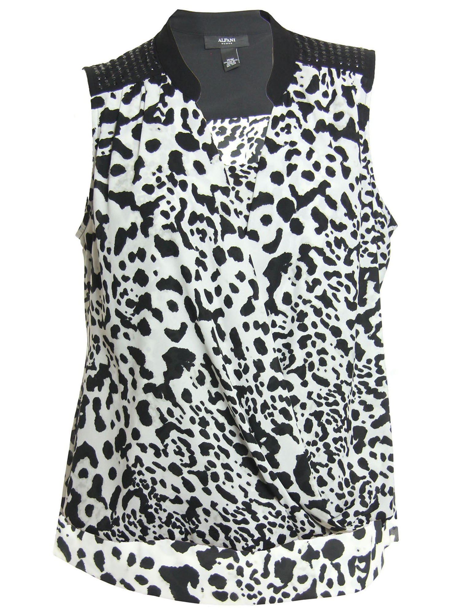 Alfani Women's Plus Size Sleeveless Embellished Blouse 16w Soft Leopard ...