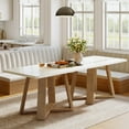 thumbnail image 6 of Finmind 47-inch Dining Table for 4 People, Modern Kitchen Table with Wooden Legs for Kitchen and Dining Room, Small Space, White and Brown, 6 of 8