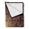thumbnail image 2 of Fleur De Lis Soft Flannel Fleece Blanket, Royal Lily Flower Inspired Floral Baroque Style Dark Pattern Modern Style Artwork, Cozy Plush for Indoor and Outdoor Use, 50" x 70", Brown, by Ambesonne, 2 of 5
