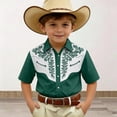 thumbnail image 2 of PRfgtbd Boys Shirts Fashion Cowboy Tops Summer Short Sleeve Button Down Shirt For Kids Boys Casual Printed Western Style Shirts Top Casual T Shirt Tops, 2 of 4