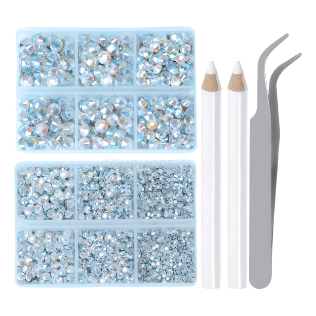 6616 Kit De Bisuteria Cristal Pedreria Para Ropa Uñas Xtellar plateado