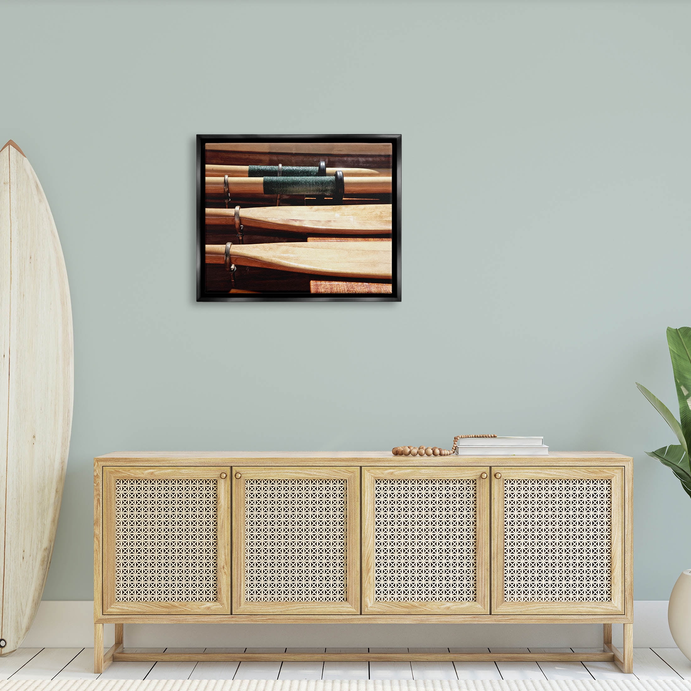 Stupell Industries Rowing Oars Photograph Photograph Jet Black Floating Framed Canvas Print Wall Art, Design by Savanah Plank