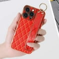 thumbnail image 6 of Compatible with iPhone 13 Pro Max Glitter Luxurly Plating Case, Street Fashion with Wrist Strap Protector Phone Cover Full-Body Bumper Electroplated Case for iPhone 13 Pro Max 6.7 Inch Red, 6 of 12