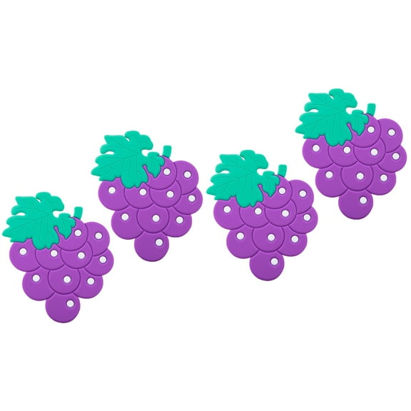 4 Pcs  Heat Insulated Pad Creative Placemat Table Mat Silicone Mat Pot Holder Cushion Purple (Grape)