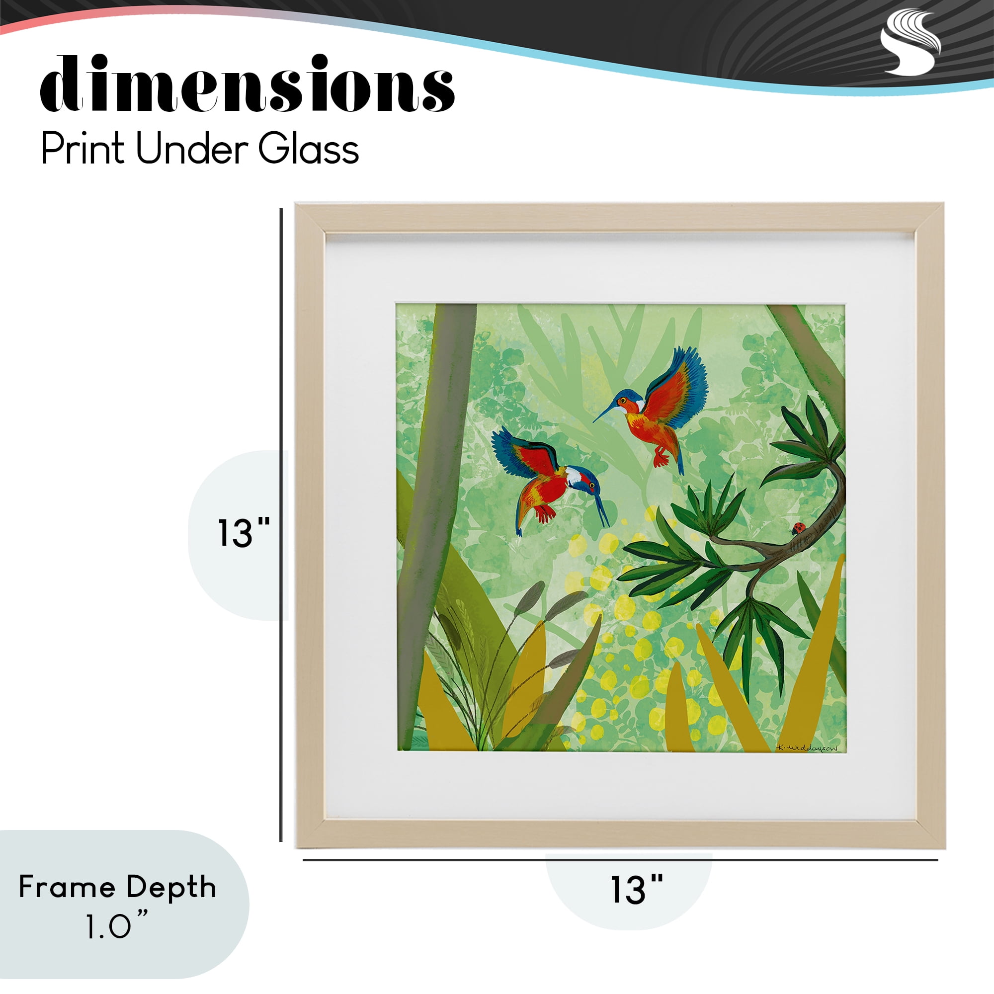 Stupell Industries Kingfishers in Jungle Branches Birch Framed Print Under Glass, design by Kay Widdowson