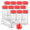 thumbnail image 1 of RoyalHouse Paquete de 12 tarros de especias de plástico de 5.5 onzas con tapa roja Contenedores de botellas de plástico transparente y seguro con tapas agitadoras para almacenar especias, hierbas y co, 1 of 1
