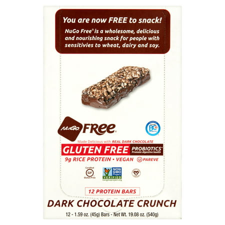 NuGo Free Barres de protéines Dark Crunch chocolat, 1,59 oz 12 count