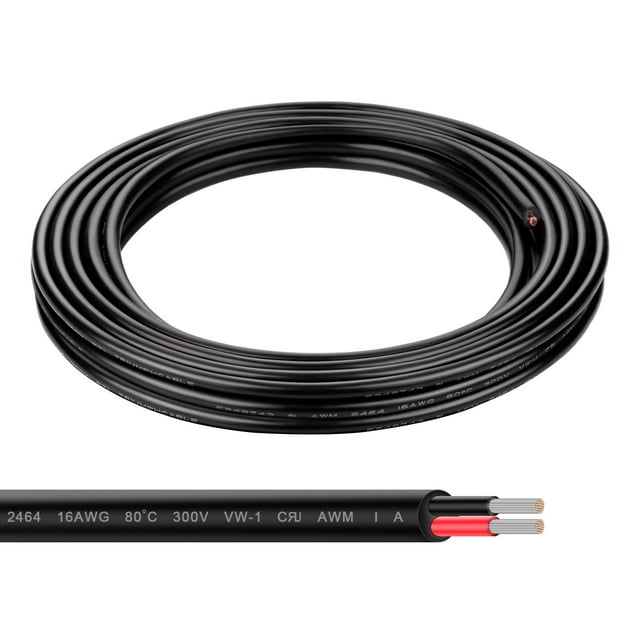 Geosiry Cable de calibre 16, alambre de cobre estañado trenzado de 10 pies, cable flexible de 16 AWG para tiras LED, lámparas, iluminación automotriz (16 AWG, 10 pies)