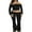 Black, variant on Women's Summer 2 Piece Outfits Clubwear Off Shoulder Long Sleeve Tube Crop Tops + Bodycon Long Pants Set Tracksuit Streetwear