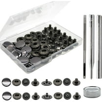 12 Set Leather Snap Fasteners Kit, 15mm Metal Snap Buttons Kit Press Studs with 4 Install Tools, Rivets and Snaps for Clothing, Jeans, Jackets, Bracelets, Bags (Black)
