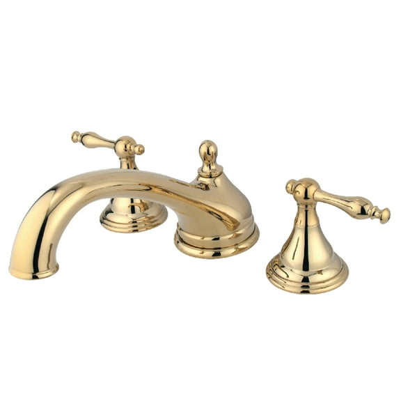 Kingston Brass KS5532NL Naples Two-Handle Deck Mount Roman Tub Faucet, Polished Brass
