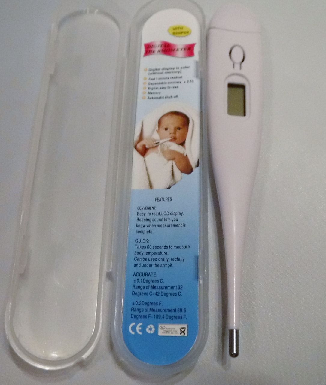 Digital Lcd Thermometer Celsius W Conversion Chart To Fahrenheit Oral Armpit Rectal Walmart Com Walmart Com