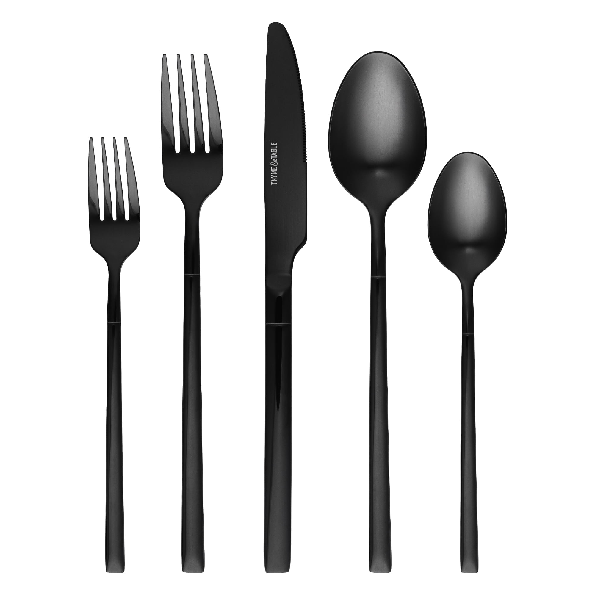 (4 pack) Thyme & Table Arden 20-Piece Black Stainless Steel Flatware Set, Service for 4
