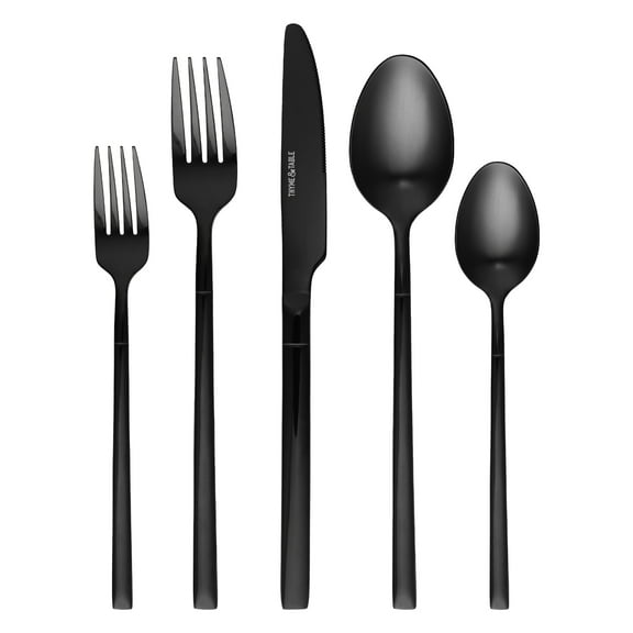 Thyme & Table Arden 20-Piece Black Stainless Steel Flatware Set, Service for 4
